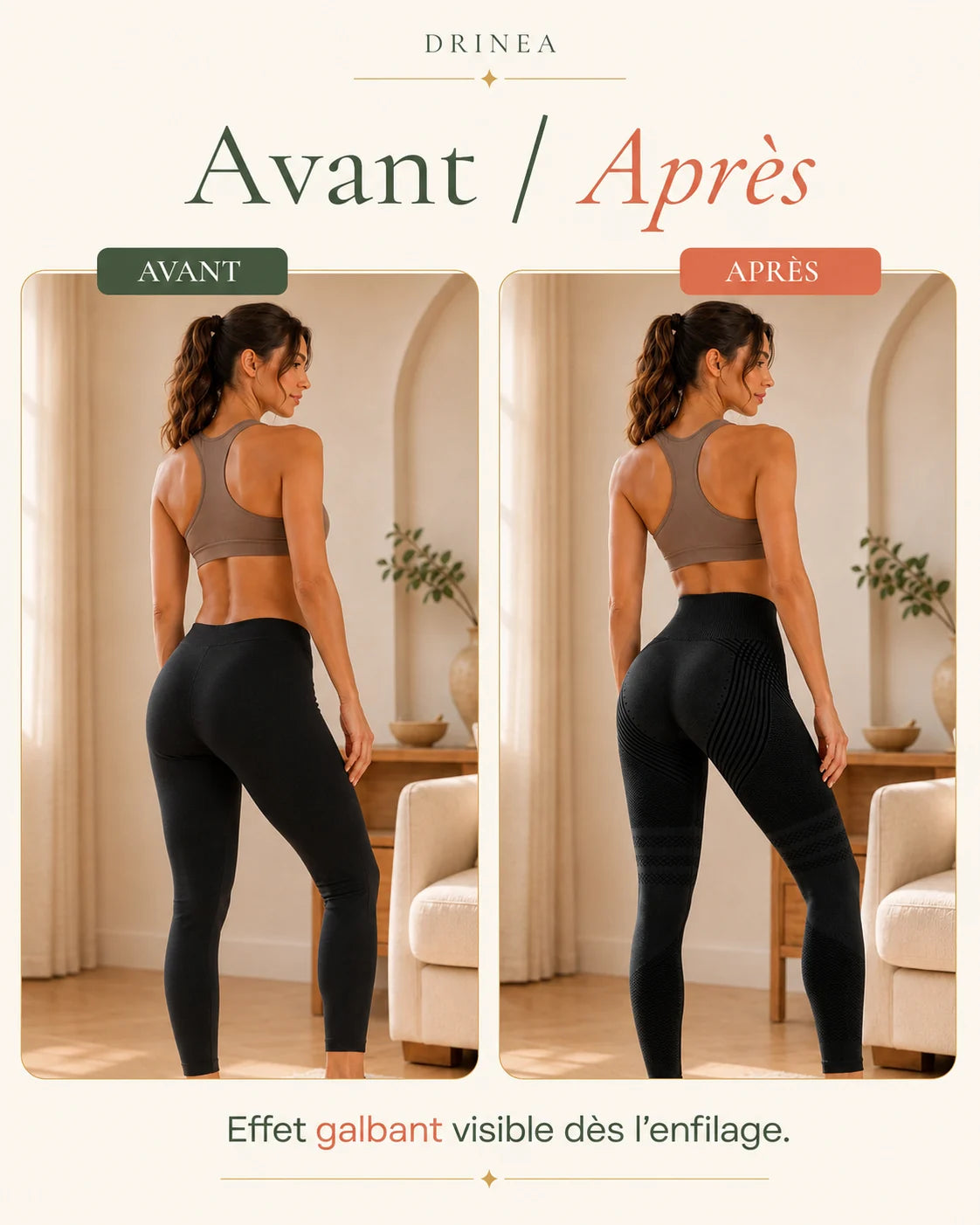 Présentation du rendu porté du legging Drinea