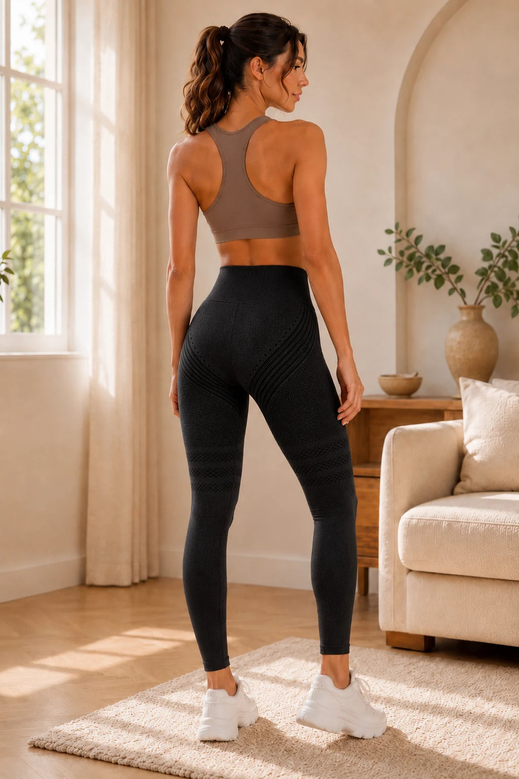 Legging gainant Drinea porté — détails de coupe